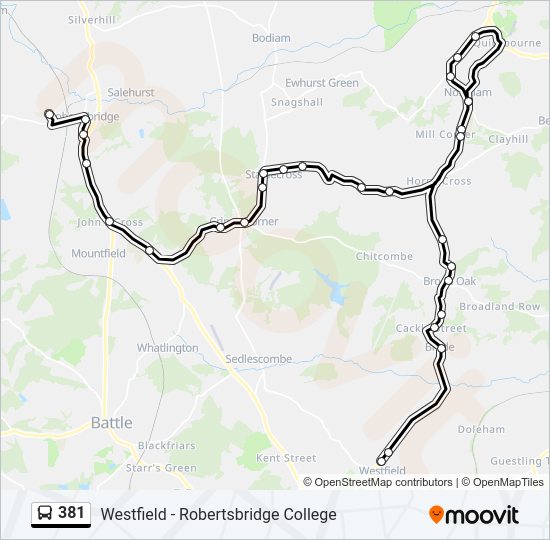 381 Bus Line Map