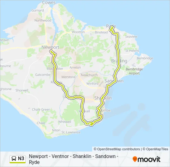 N3 Bus Line Map