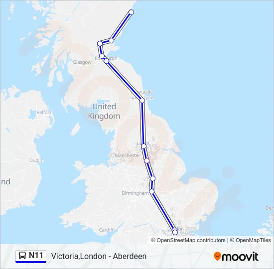 N11 Bus Line Map