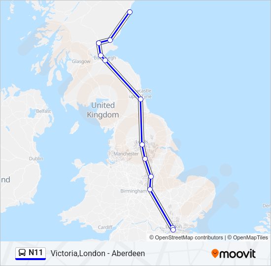 N11 Bus Line Map