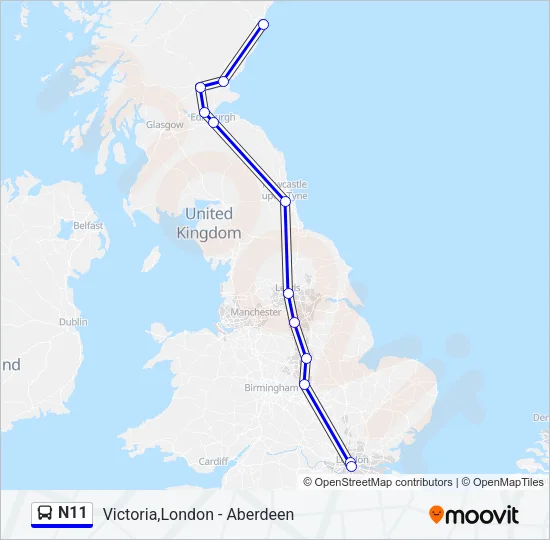 N11 Bus Line Map
