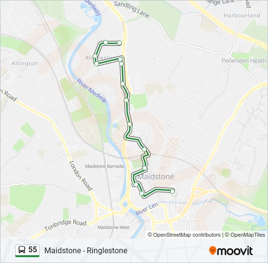 55 bus Line Map