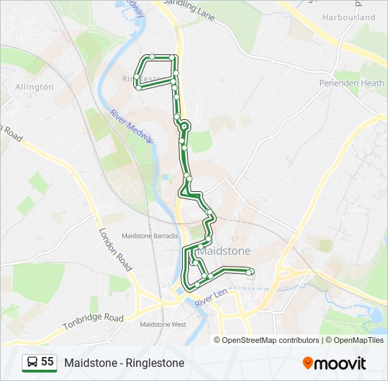 55 bus Line Map