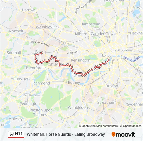 N11 Bus Line Map