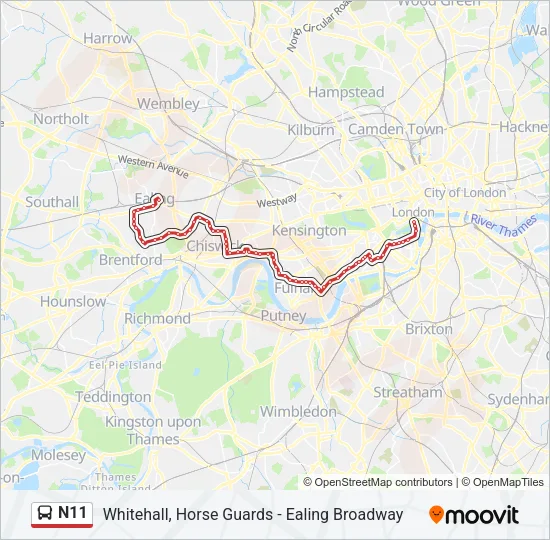 N11 Bus Line Map