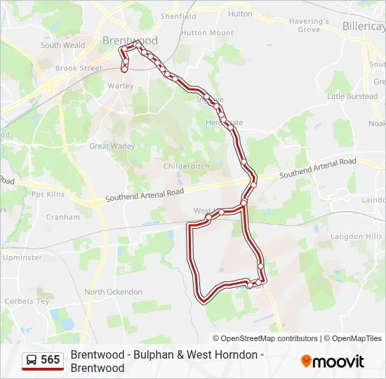 565 Route: Schedules, Stops & Maps - West Horndon (Updated)