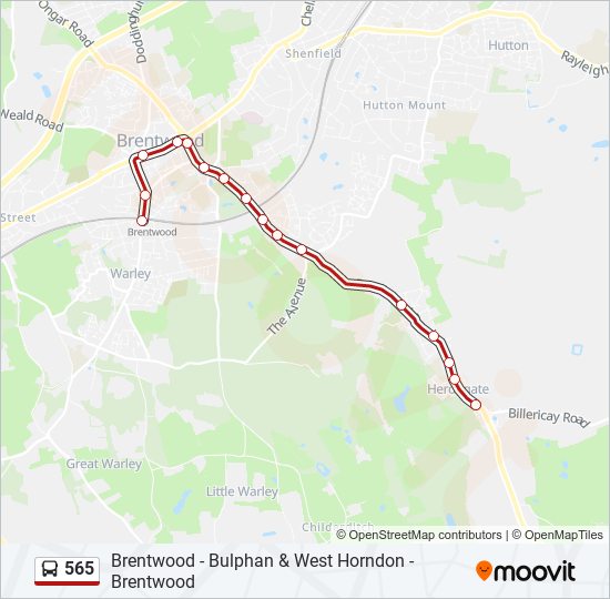 565 bus Line Map