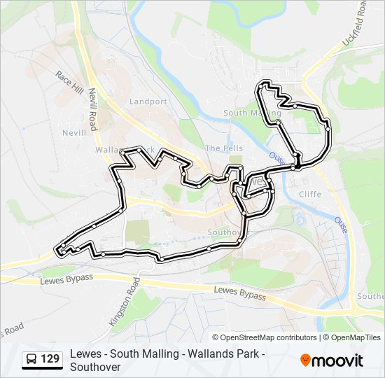 129 Route: Schedules, Stops & Maps - Lewes (Updated)