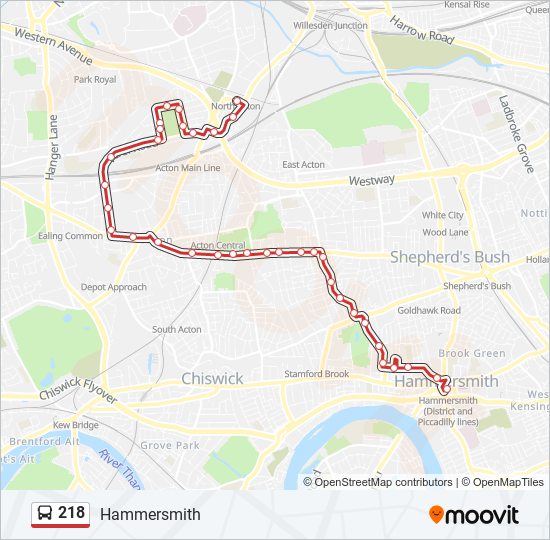 218 bus Line Map