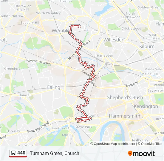 Bus 440 Route Map 440 Route: Schedules, Stops & Maps - Turnham Green (Updated)