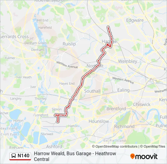 N140 Bus Line Map