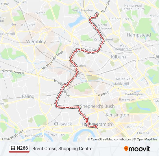 N266 Bus Line Map
