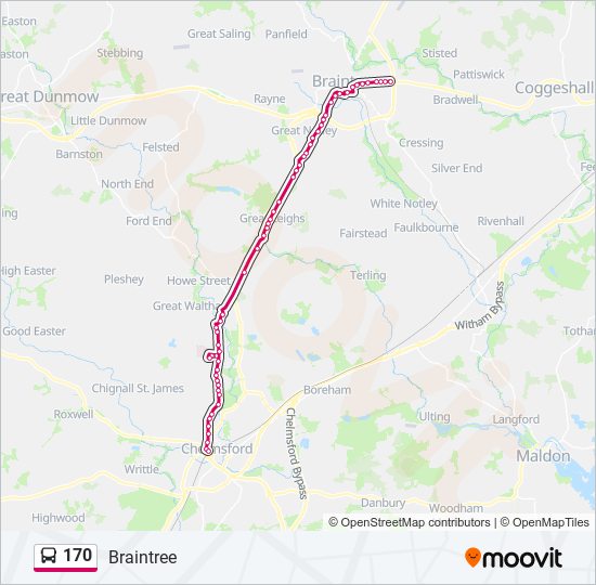 170 bus Line Map