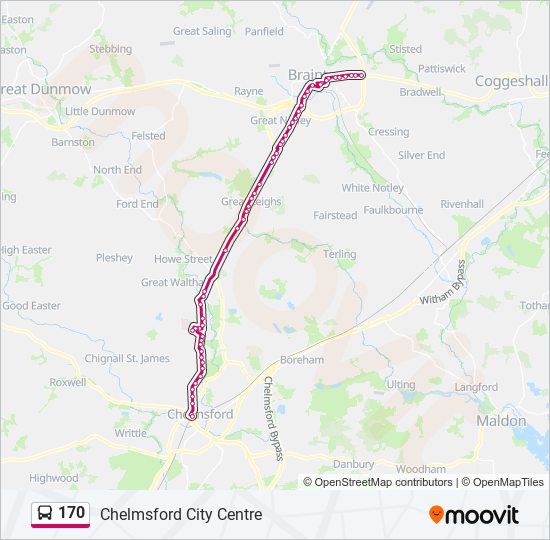 170 Route Schedules, Stops & Maps Chelmsford City Centre (Updated)