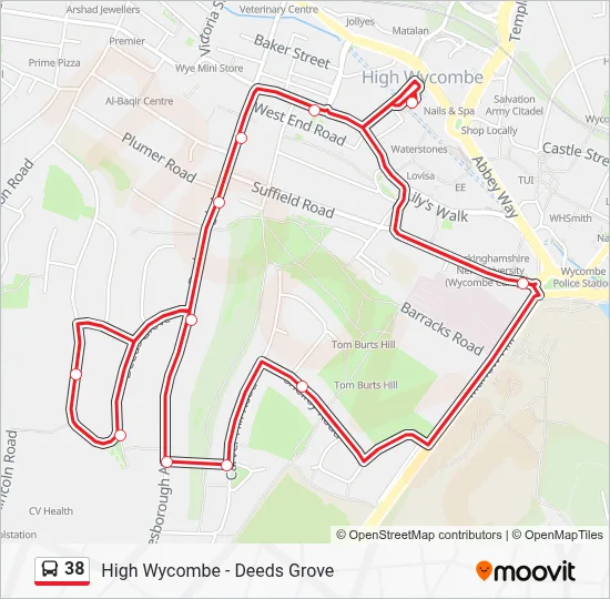 38 Route: Schedules, Stops & Maps - High Wycombe (Updated)