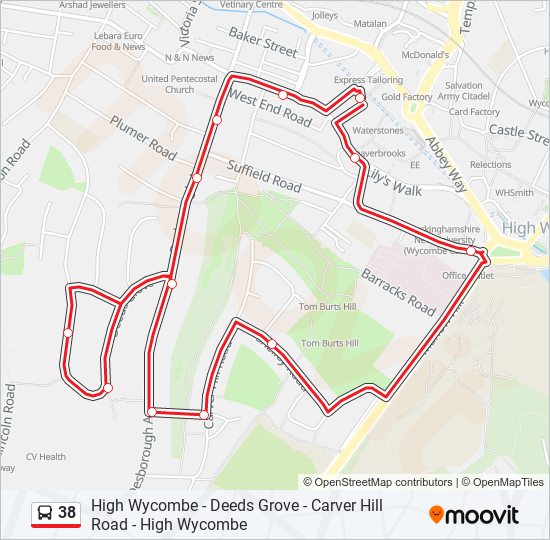 38 Route: Schedules, Stops & Maps - High Wycombe (Updated)