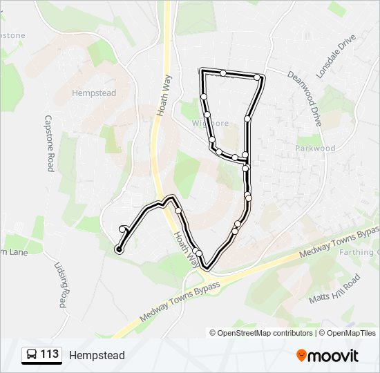 113 bus Line Map