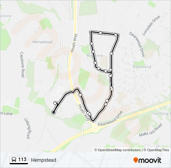 113 bus Line Map