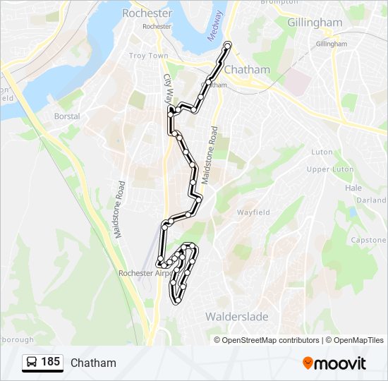 185 bus Line Map