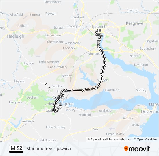 92 bus Line Map