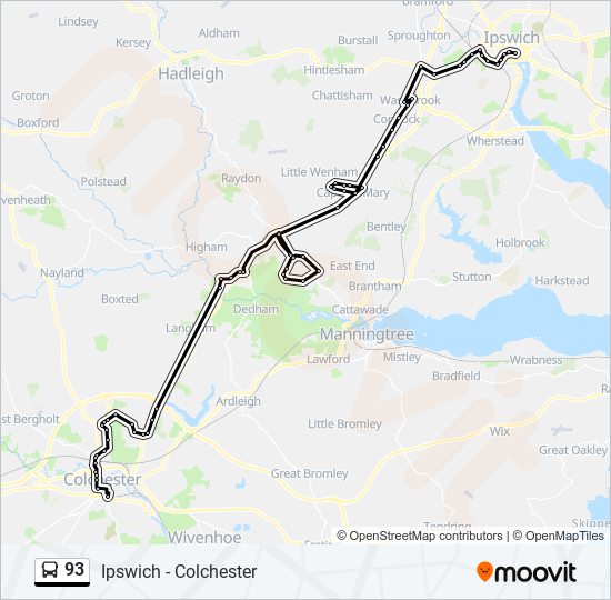 93 bus Line Map