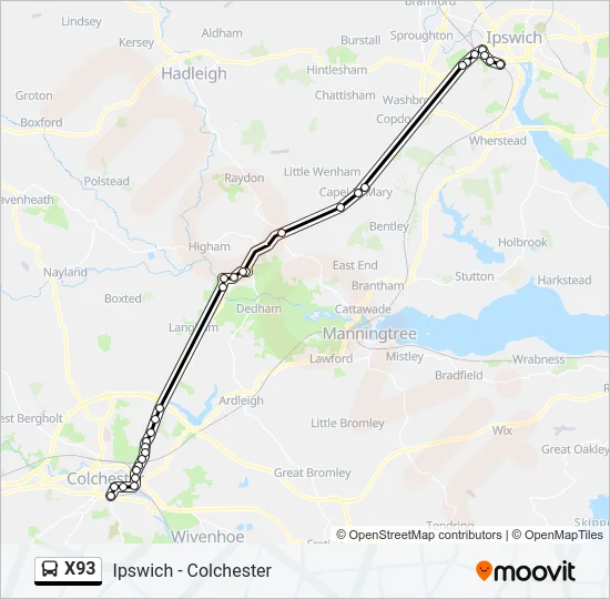 X93 Bus Line Map