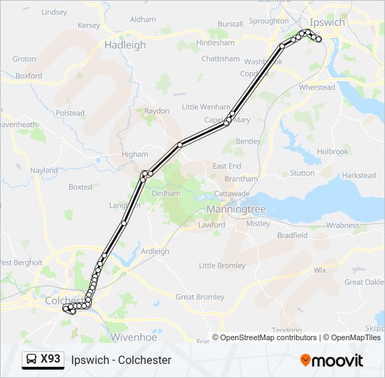 X93 Bus Line Map