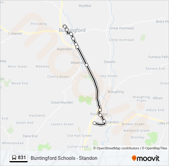 831 Route Schedules, Stops & Maps Buntingford (Updated)