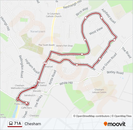 71A Bus Line Map