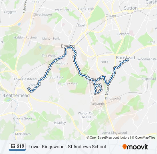 619 bus Line Map