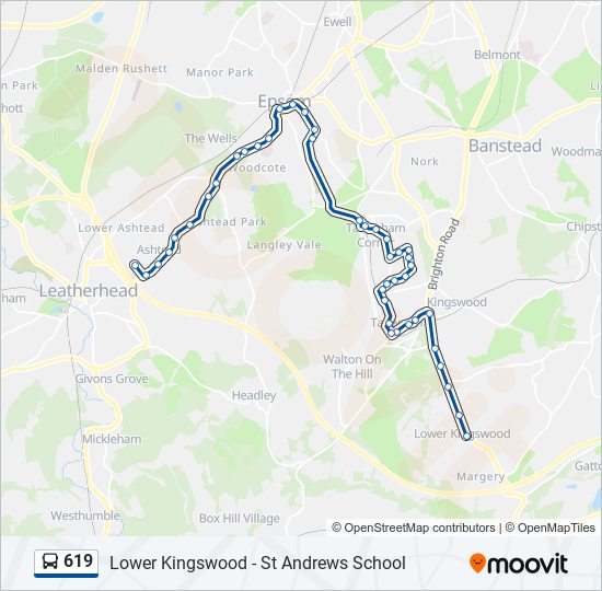 619 bus Line Map