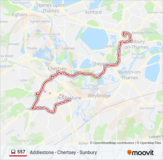 557 Bus Line Map