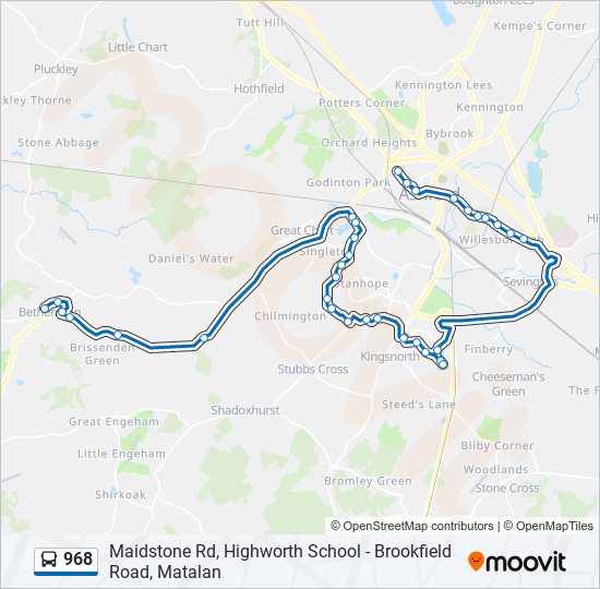 968 bus Line Map