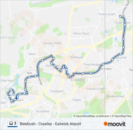 3 Route: Schedules, Stops & Maps - Tinsley Green (Updated)