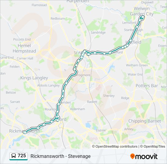 725 bus Line Map