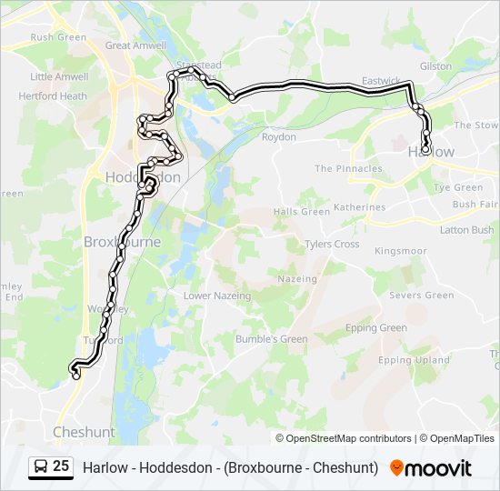 25 Route: Schedules, Stops & Maps - Harlow Town Centre (Updated)