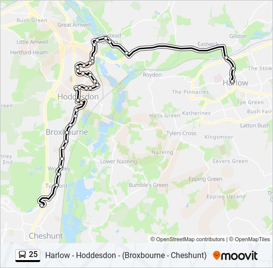 25 Route: Schedules, Stops & Maps - Cheshunt (Updated)