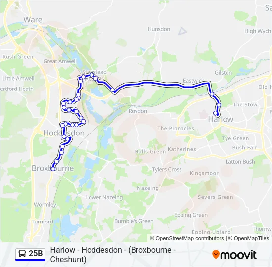 25B Bus Line Map