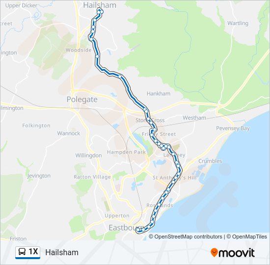 1X Bus Line Map