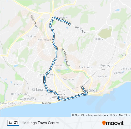 21 bus Line Map