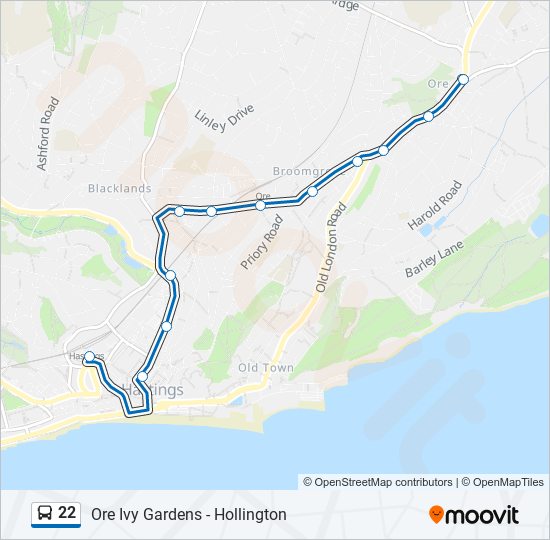 22 bus Line Map