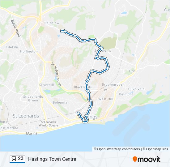 23 Route: Schedules, Stops & Maps - Hastings Town Centre (Updated)