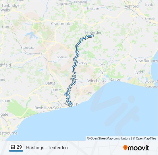 29 bus Line Map