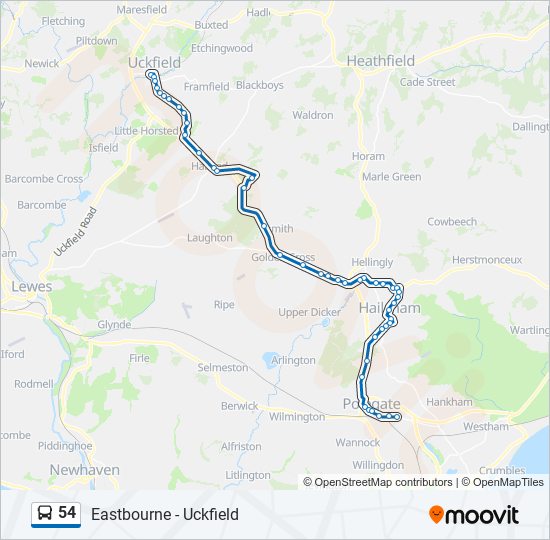 54 Route: Schedules, Stops & Maps - Polegate (Updated)