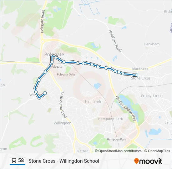 58 Route: Schedules, Stops & Maps - Willingdon (Updated)