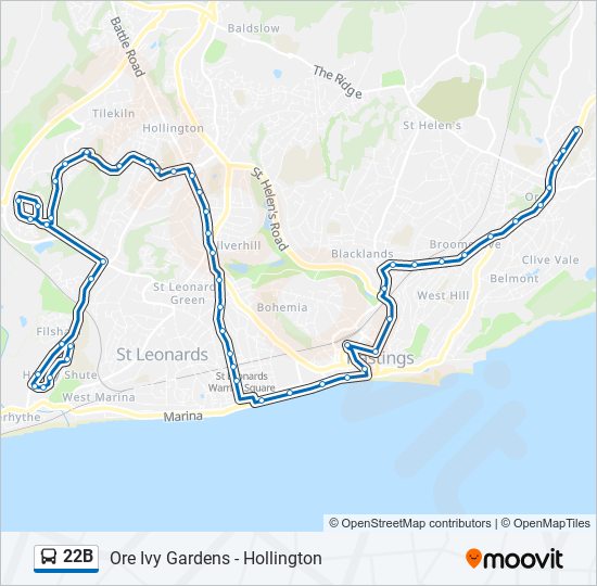 22B bus Line Map