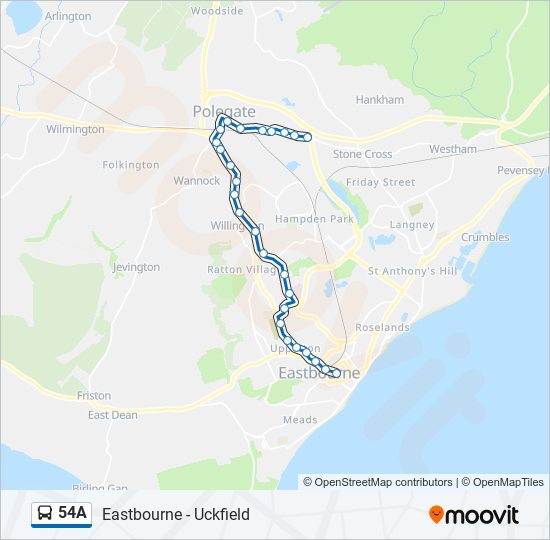 54A bus Line Map