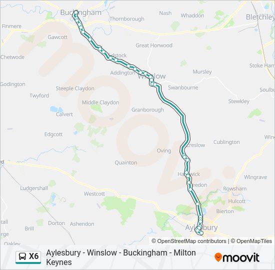 X6 Bus Line Map