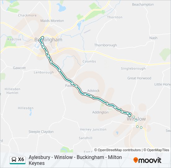 X6 Bus Line Map
