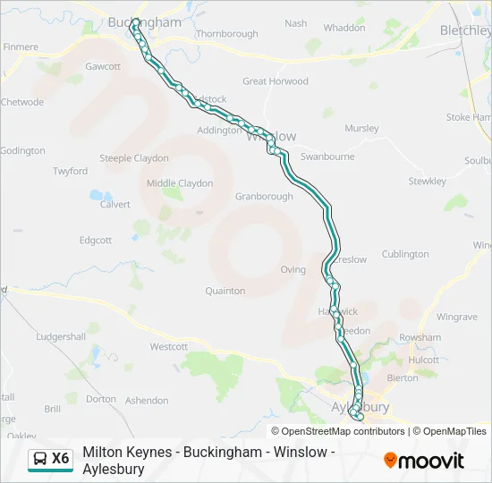 X6 Bus Line Map